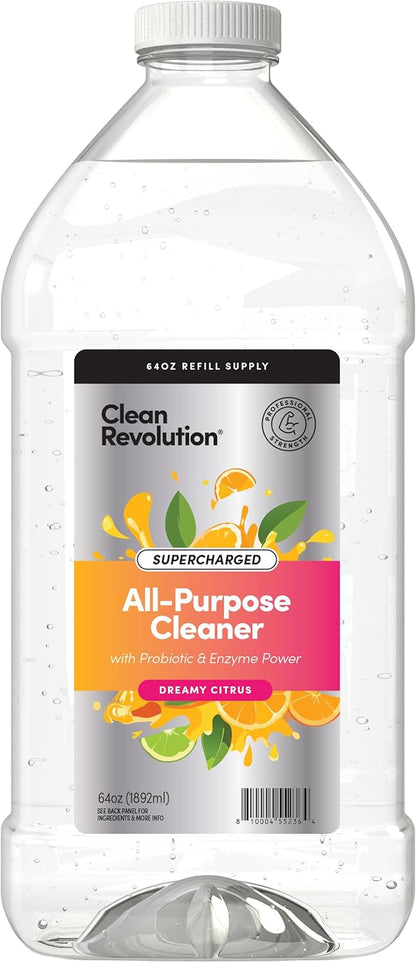 Clean Revolution Multi Surface Cleaner Refill Supply, Non-Toxic, Eco-Friendly & Plant-Based, Ready to Use, Lemon & Herbs, 128 Fl Oz (1 Gallon)
