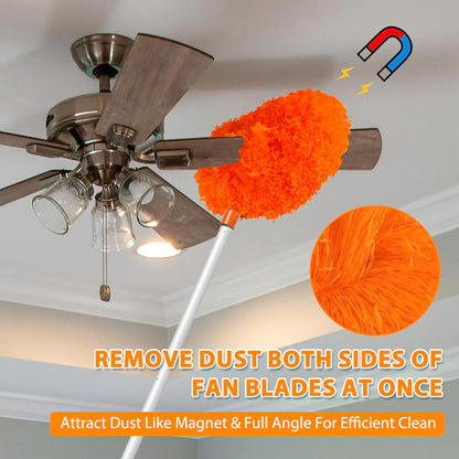Ceiling Fan Cleaner Duster High Ceiling Extended Fan Blade Cleaner from 13 to 50 Inch Reusable Microfiber Ceiling Fan Duster with Extension Handle for Furniture Bookshelves Wall Door (Gray)