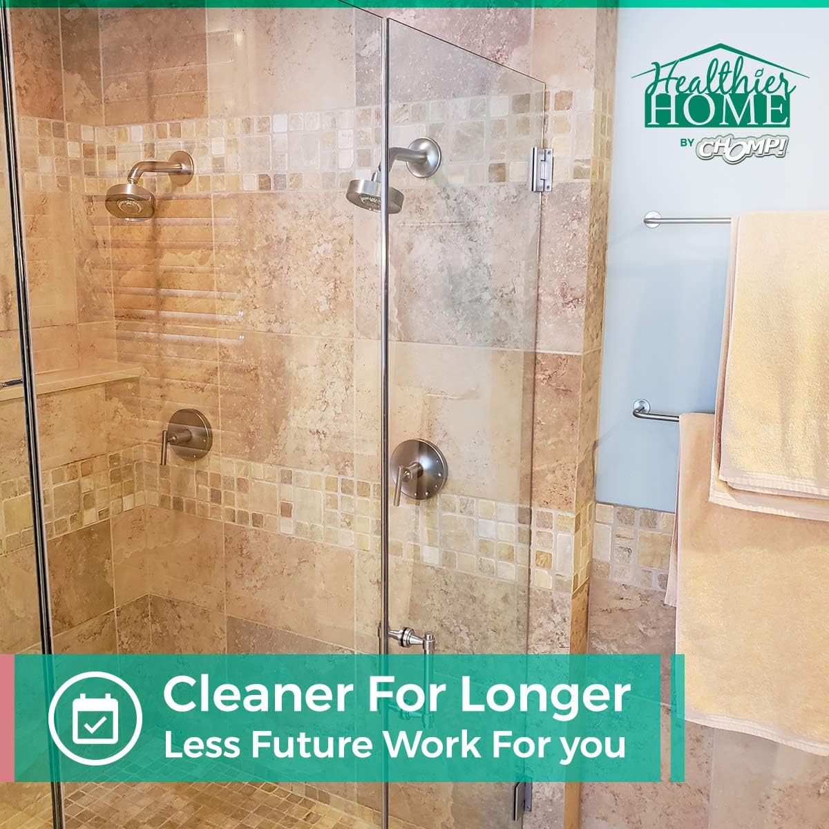CHOMP! Shower Door Water Repellent: Healthier Home ShowerDoorMagic 6 in 1 Hard Water Stain Preventer for Glass, Fiberglass, Tile & More- Spot, Soap Scum, Calcium & Limescale Prevention 32 oz.