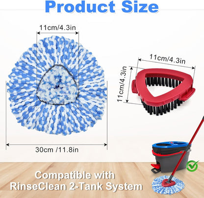 Mop Heads Replacement for Ocedar, Mop Replace Head for Ocedar EasyWring 1 Tank, Microfiber Spin Mop Refills, Include 5 Spin Mop Replacement Head Deep Cleaning Machine Washable with 2 Scrubber Mop Head