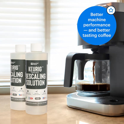 Essential Values Descaling Solution (8 fl oz / 236 ml) – Coffee Maker Cleaner for Nespresso, Keurig, Breville & More – Works on All Machines & Espresso Makers – Made in USA