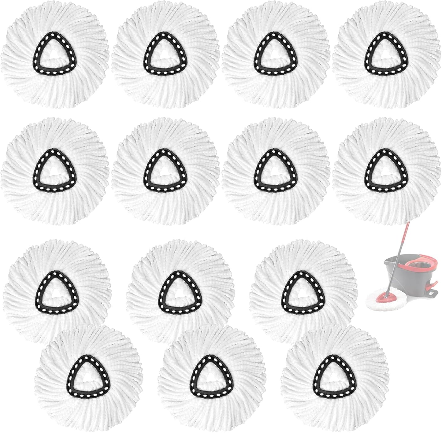 20Pack Spin Mop Replacement Heads,Spinning Mop Replace Head for Floor Cleaning, 100% Microfiber Mop Head Replacement Compatible with Triangle Spin Mop Refill for Easy Wring Mop,White
