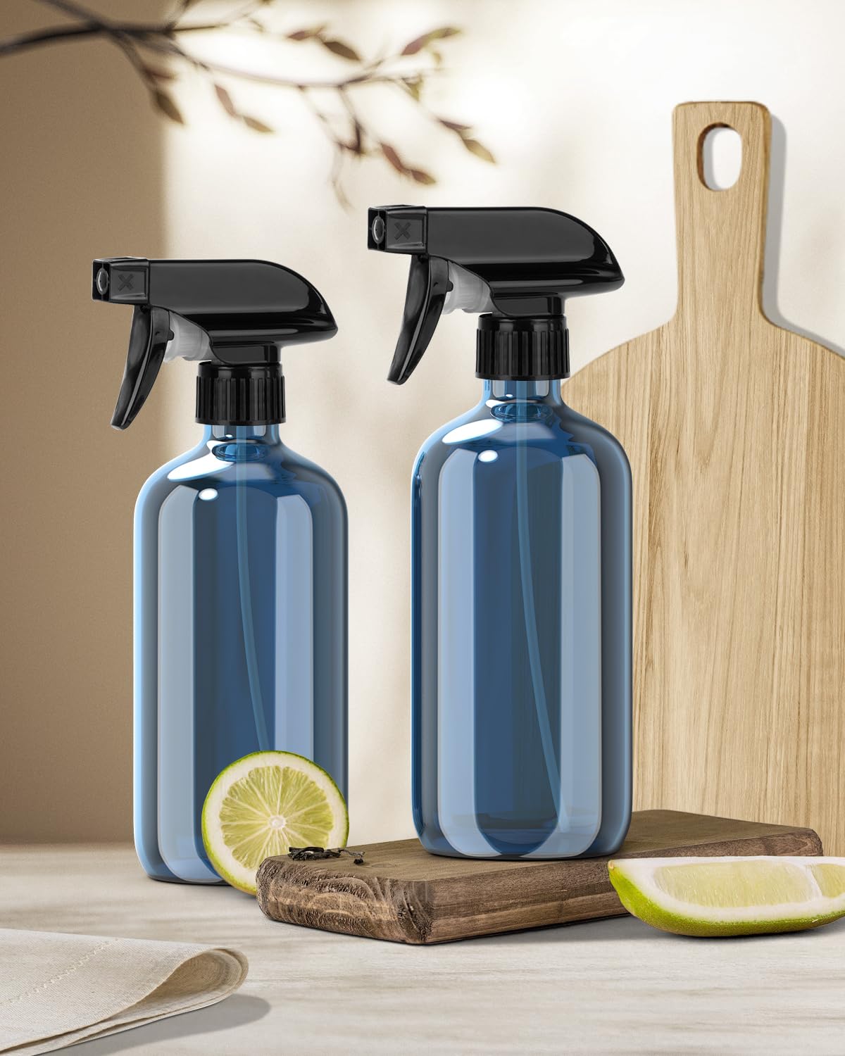 Bontip Glass Spray Bottle, Amber Glass Spray Bottle Set & Accessories Refillable for Plants Window Cleaners Aromatherapy Facial Hydration Watering Flowers Hair Care (2 Pack/16 oz) (Amber)