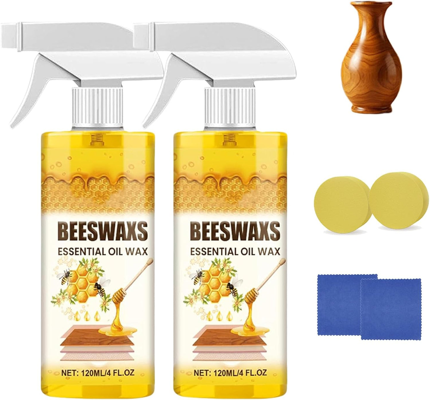 Natural Beeswax Repairing and Care Spray, Beeswax Essential Oil Wax, Wood & Furniture Polish Spray, For Wood Floors, Furniture and Wooden Cabinet (1)