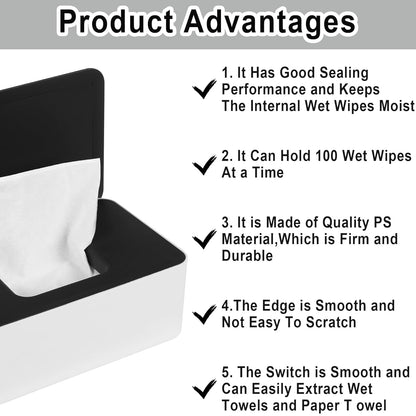 NOVWANG Wipes Dispenser, Large Capacity Baby Wipe Holder(8.3L × 4.9W × 3.9H Inches) Refillable Wipes Container with Sealing Design Baby Wet Wipes Dispenser for Bathroom Home Office Car