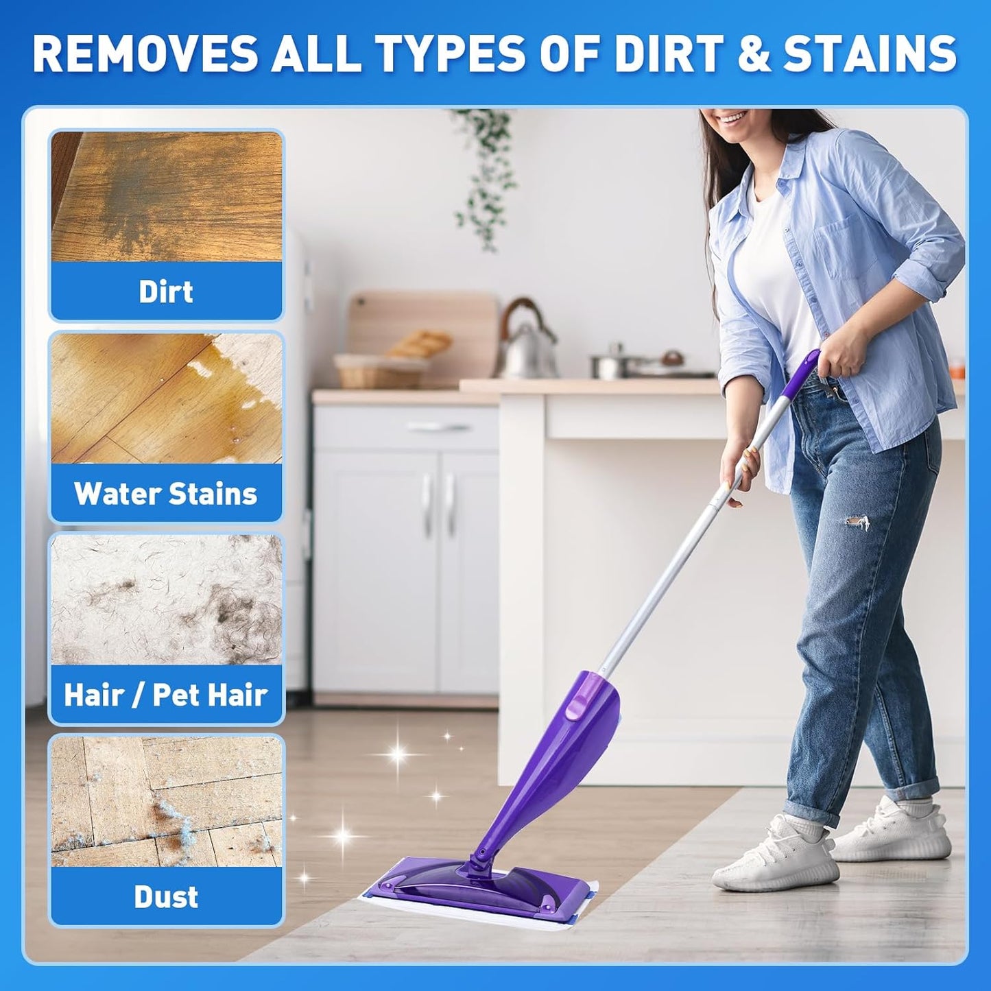 Mop Pads Refills Compatible with Swiffer WetJet Mop, Disposable Mop Pads for Hardwood Floors, Tile, Laminate & Multi-Surface Cleaning, 60 Pack