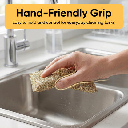 Kitchen Sponge Scrubber, Heavy Duty, Hand Friendly Scouring Sponge for Sink, Pot, Dish Washing Scrubber Non-Scratch, Kosher Sponge, by Superio (Silver-Gold)