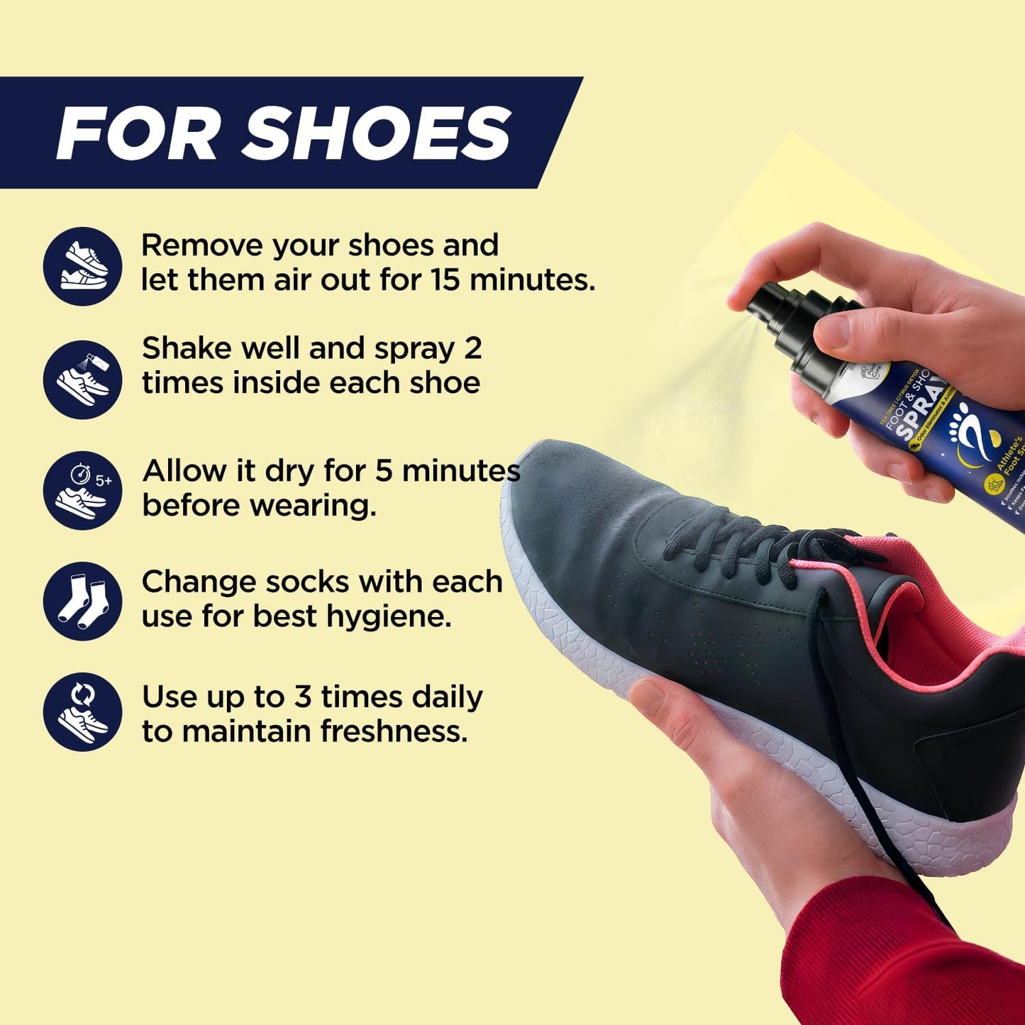 Tea Tree Foot Odor Spray - Mint Blast Shoe Deodorizer for Smelly Feet, Athletes Foot Spray Odor Eliminator No More Smelly Shoes or Stinky Feet | Removes, Controls & Prevents Odors - 120ml Made in USA