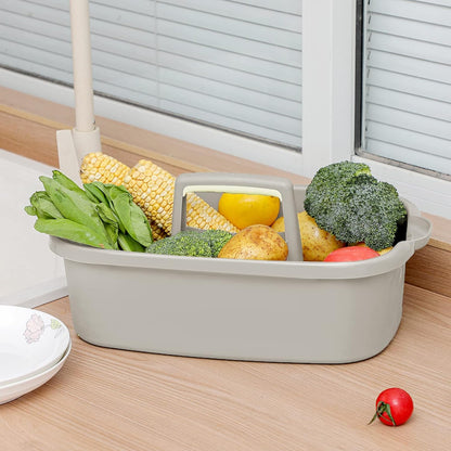 Large Cleaning Supplies Caddy Portable Shower Basket Supply Organizer with Handle Plastic Bucket Tool Storage for Bathroom, Bedroom, Kitchen, College Dorm, Garden, Dark Gray 2 Pack