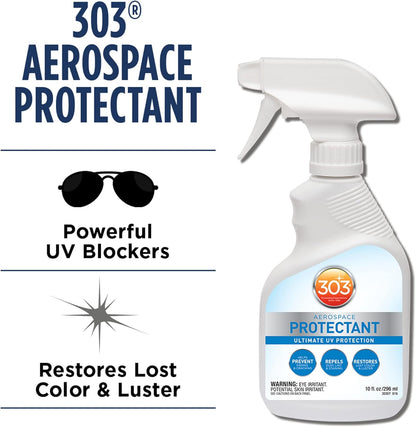 303 Products (30308CSR) UV Protectant Spray for Vinyl, Plastic, Rubber, Fiberglass, Leather & More – Dust and Dirt Repellant - Non-Toxic, Matte Finish, 16 Fl. oz., White