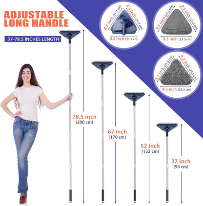JEHONN Wall Cleaner Mop with Long Handle 82 Inches, 3-in-1 Ceiling Cleaning Tool Duster with 6 Replacement Microfiber Chenille Pads for Painted Walls, Window, Floor, Baseboard