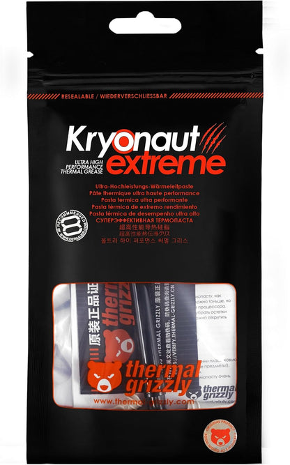 Thermal Grizzly Kryonaut Extreme - 2 Gram - Extremely High Performance Thermal Paste with 12 Cleaning Wipes 6 Wet & 6 Dry- for Maximum Thermal Conductivity While Overclocking CPU/GPU/PS4/PS5/Xbox