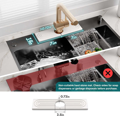 Eormoe Faucet Mat for Kitchen Sink – Diatomite Stone Drying Mat & Sink Protectors, Prevent Moisture – Sink Splash Guard Water-Absorbing Stone Tray for Bathroom Counter (Light Grey, 23.6" x 3.9")