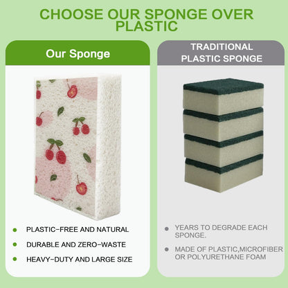 Cellulose Sponges, Large Size 4" x 6" x 1" - Heavy Duty Scrub Kitchen Sponge, Clean Tough Messes Without Scratching Kitchen Cleaning Pads, Pop Up Eco DIY (6 Pack), Green