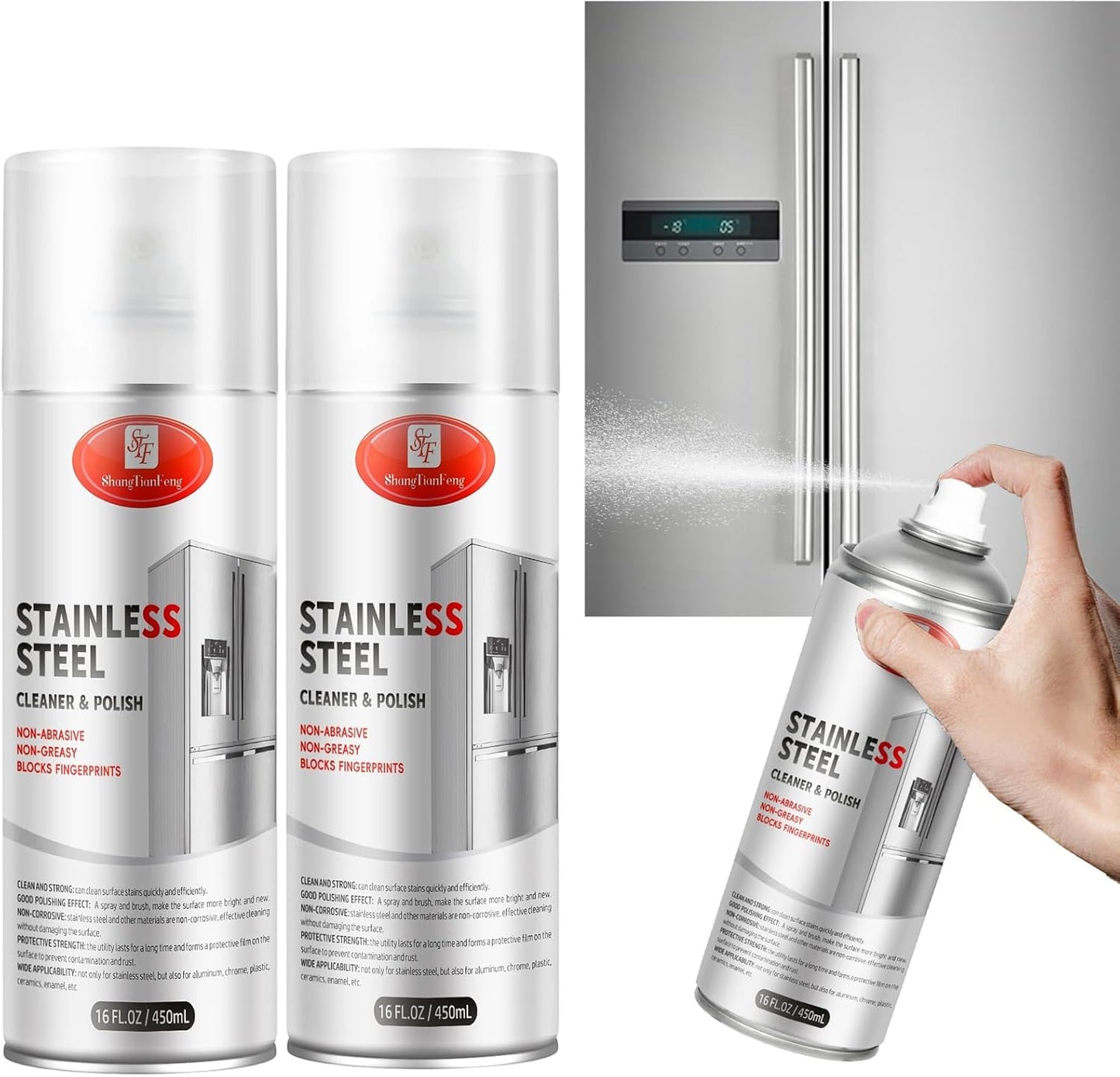 Stainless Steel Cleaner & Polish - Quick Shine, Streak-Free Formula - Safe for Appliances, Cookware, Sinks - Restores Shine - Eco-Friendly (17oz)