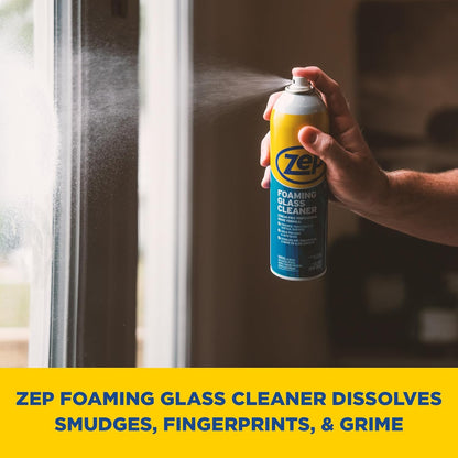 Zep Foaming Glass Cleaner - 19 oz (Case of 12) ZUFGC19 - Streak-Free Professional Grade Formula that Dissolves Dirt, Fingerprints and Grime on Glass, Mirrors, Windows and Plexiglas in Home, Business,