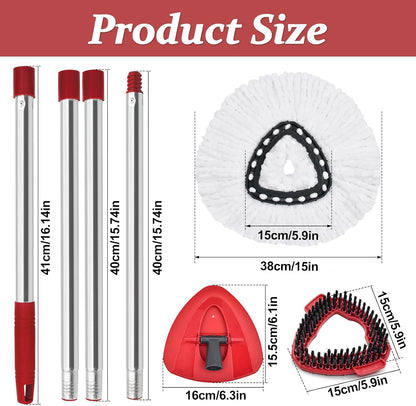 Mop Heads Replacements,Scrubber Head,Base and Pedal Bearing Replacement Combo Set for O-Cedar EasyWring 1-Tank System,Microfiber Mop Replace Head and Scrub Brush for Multi Surface Floor