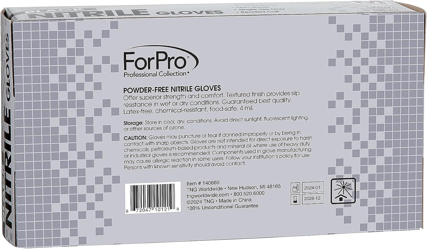 ForPro Disposable Nitrile Gloves, Chemical Resistant, Powder-Free, Latex-Free, Non-Sterile, Food Safe, 4 Mil