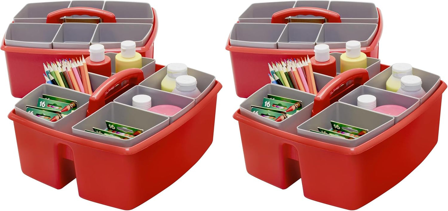 Storex 2-Compartment Large Cleaning Caddy – Multipurpose Supply Organizer with Handle - Black, 1-Pack (00973A06C)