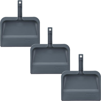 Superio Clip-On Dustpan with Rubber Lip - 10-inch Wide Durable Plastic Dust Pan with Comfort Grip Handle, White, 1-Pack