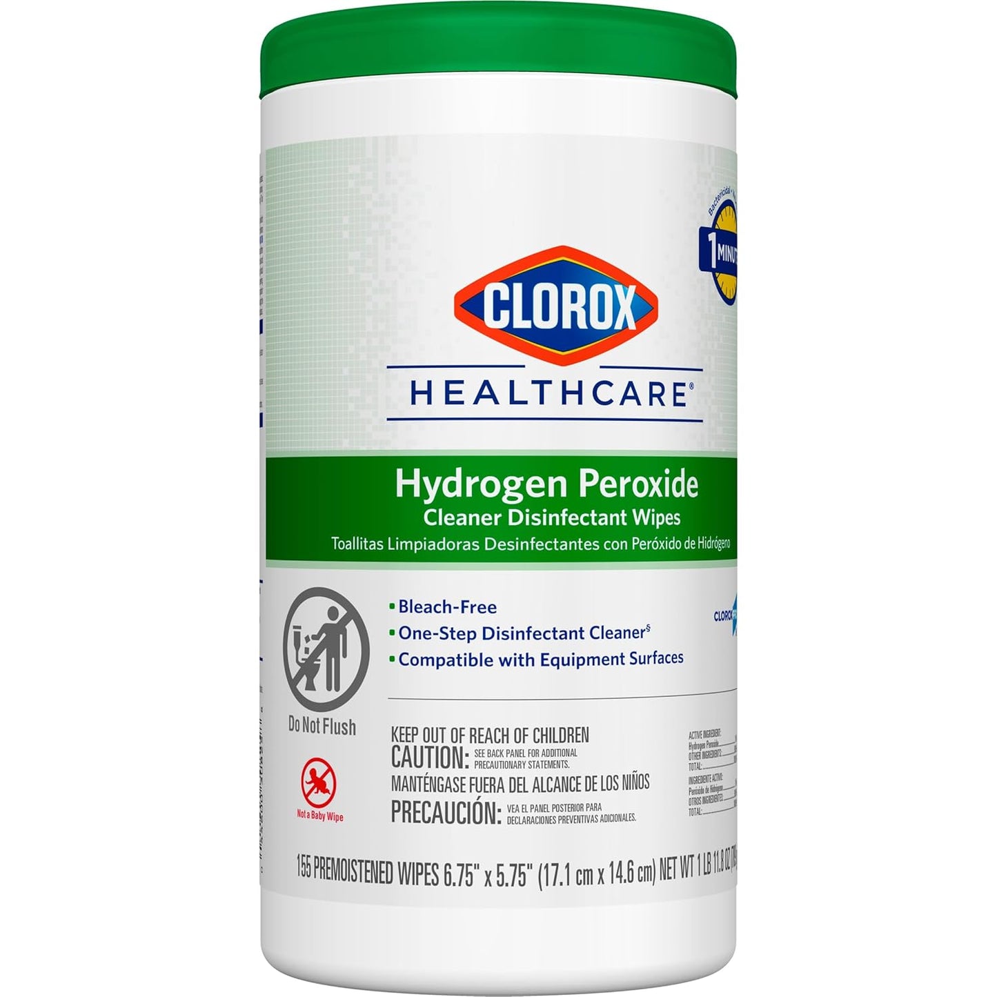 Clorox Healthcare Hydrogen Peroxide Cleaner Disinfectant Wipes, 6.75" x 9", 95 Count (Package May Vary)