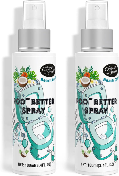 Clean-n-Fresh Toilet Spray, Wild Peony Scent, Bathroom Odor Eliminator & Air Freshener For Room, Trash Cans, Shoes, Fabrics, 3.4 Fl Oz(2 Pack)