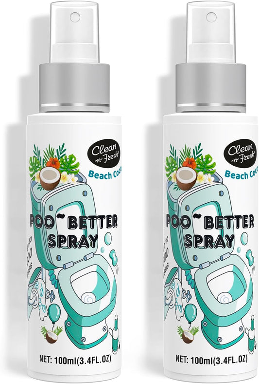 Clean-n-Fresh Toilet Spray, Wild Peony Scent, Bathroom Odor Eliminator & Air Freshener For Room, Trash Cans, Shoes, Fabrics, 3.4 Fl Oz(2 Pack)