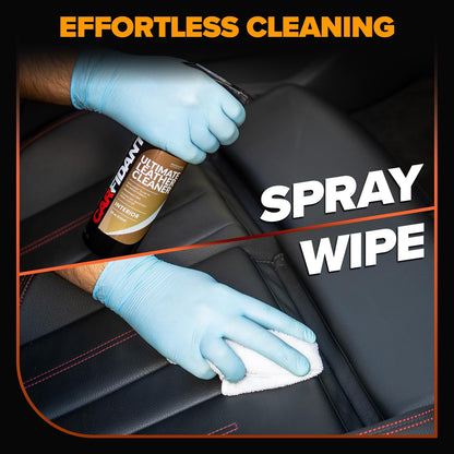Leather Couch Cleaner - pH Neutral, Non-Toxic & Non-Greasy - Gently Removes Stains & Restores Natural Look - Safe for Car Leather Seats, Interior & Upholstery, Furniture & Sofa - 18 fl. Oz with towel