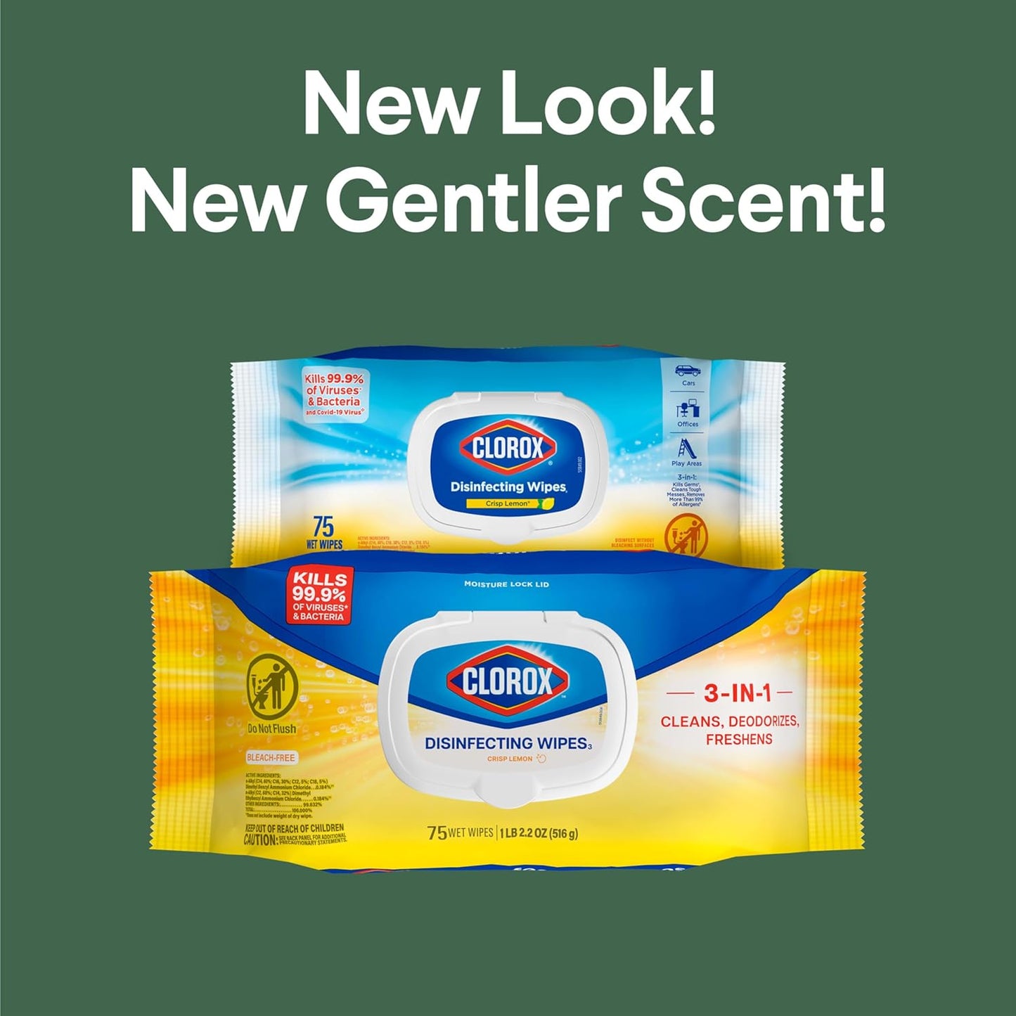 Clorox Disinfecting Wipes Flex Pack, Bleach Free, Fresh Scent, 75 Count (Pack May Vary)
