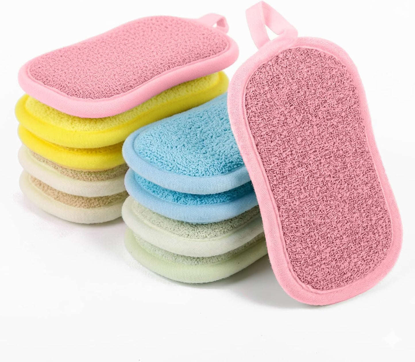 Dual Sided Kitchen Sponges and Scrubbers, 10-Pack - Microfiber & Non-Scratch Scouring Pads for Dishes, Pots, Pans, Stainless Steel, Countertops, Glass Cooktops