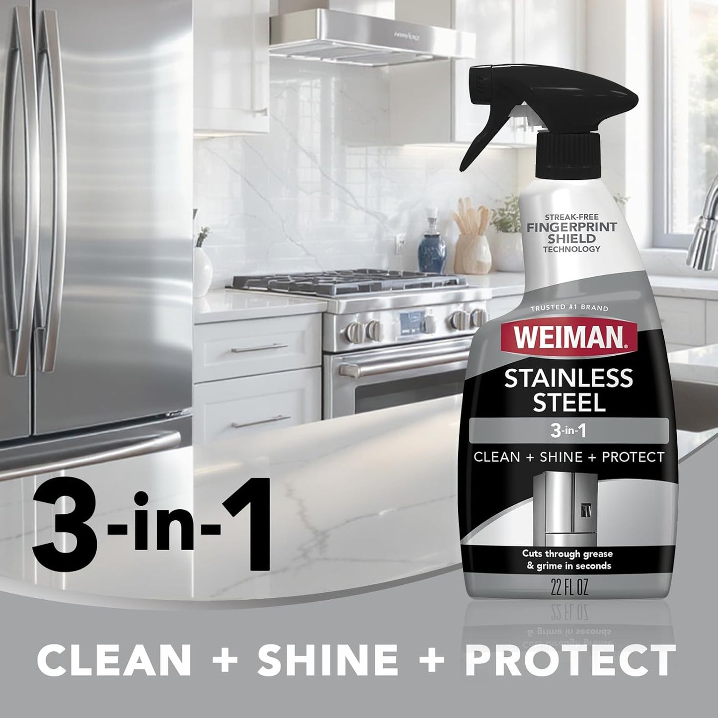 Weiman Stainless Steel Cleaner & Cooktop Heavy Duty Polish - Powerful Appliance Kitchen Cleaning Kit