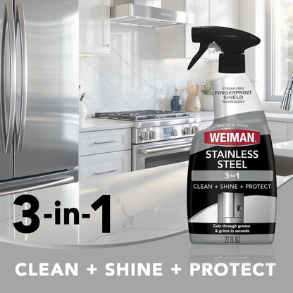 Weiman Stainless Steel Cleaner & Cooktop Heavy Duty Polish - Powerful Appliance Kitchen Cleaning Kit