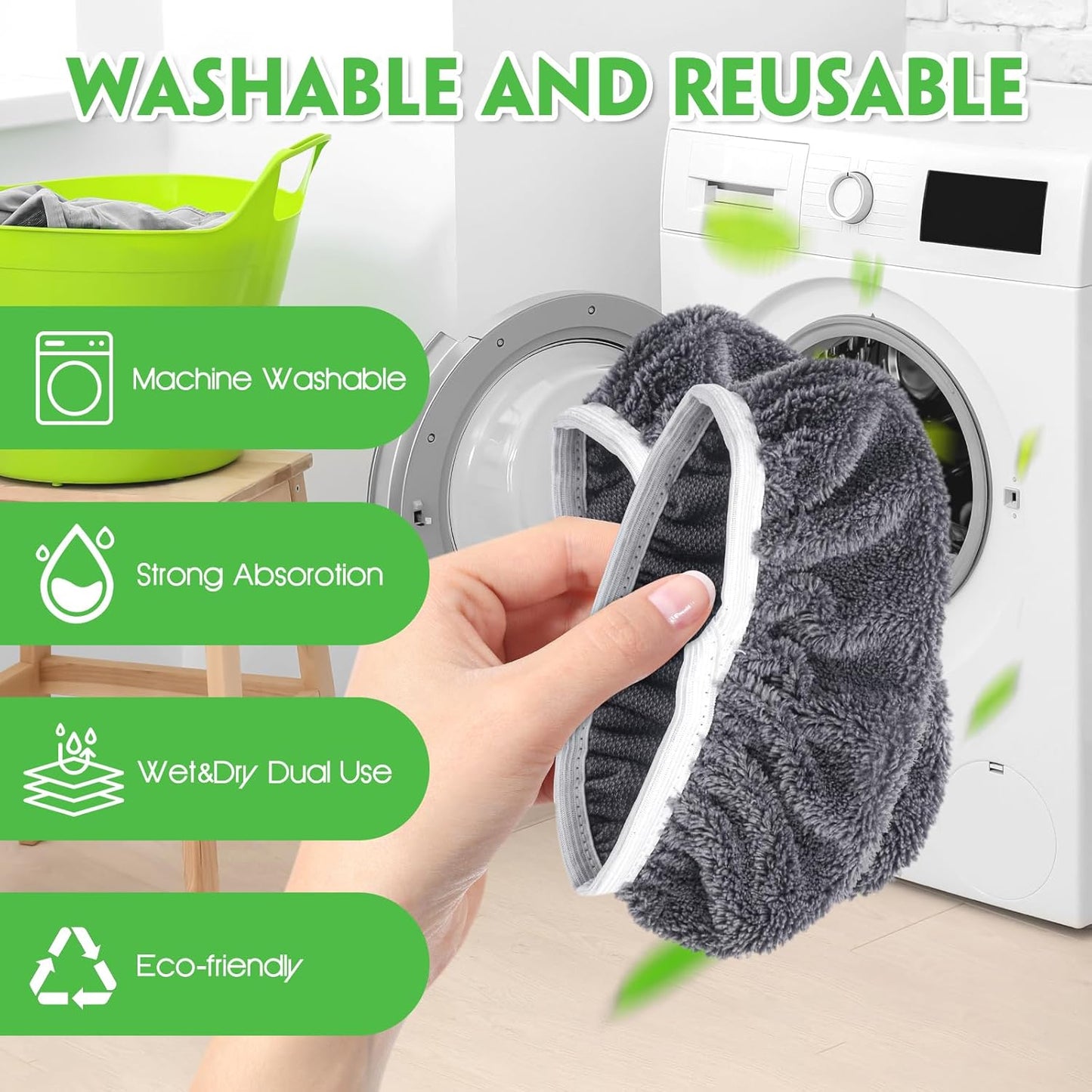 Reusable Microfiber Mop Pads for Swiffer Sweeper Mop - Dry Sweeping Cloths & Wet Mopping Cloths for Household Cleaning - Washable Wet Pads for Mopping Floors - 4 Pack (Mop is not Included)