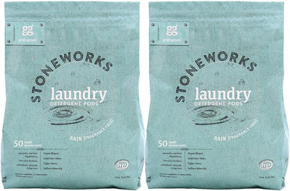 Grab Green Stoneworks Laundry Detergent Pods, 100 Count, Birch Branch Scent, Plant and Mineral Based, Cleans Deeply, Eliminates Odors, Fights Stains