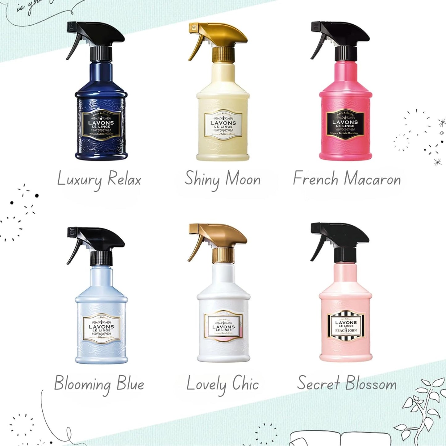 LAVONS Fabric Spray Freshener for Carpet Fresh, Pet Safe Linen Spray for Bedding, Organic Fabric Refresher Spray for Home & Offices, Natural Carpet Freshener from Japan, 12.5 Fl Oz LOVELY CHIC 2EA
