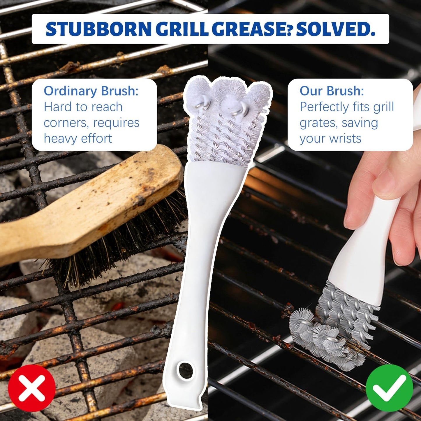 Crevice Cleaning Brush Set，Grill Brush，Hard Bristle Crevice Cleaner Connected to Mineral Water Bottle，for use in: Kitchen, Bathroom Sinks and Corners, Crevices, Window Tracks, and Tight Spaces.4pcs