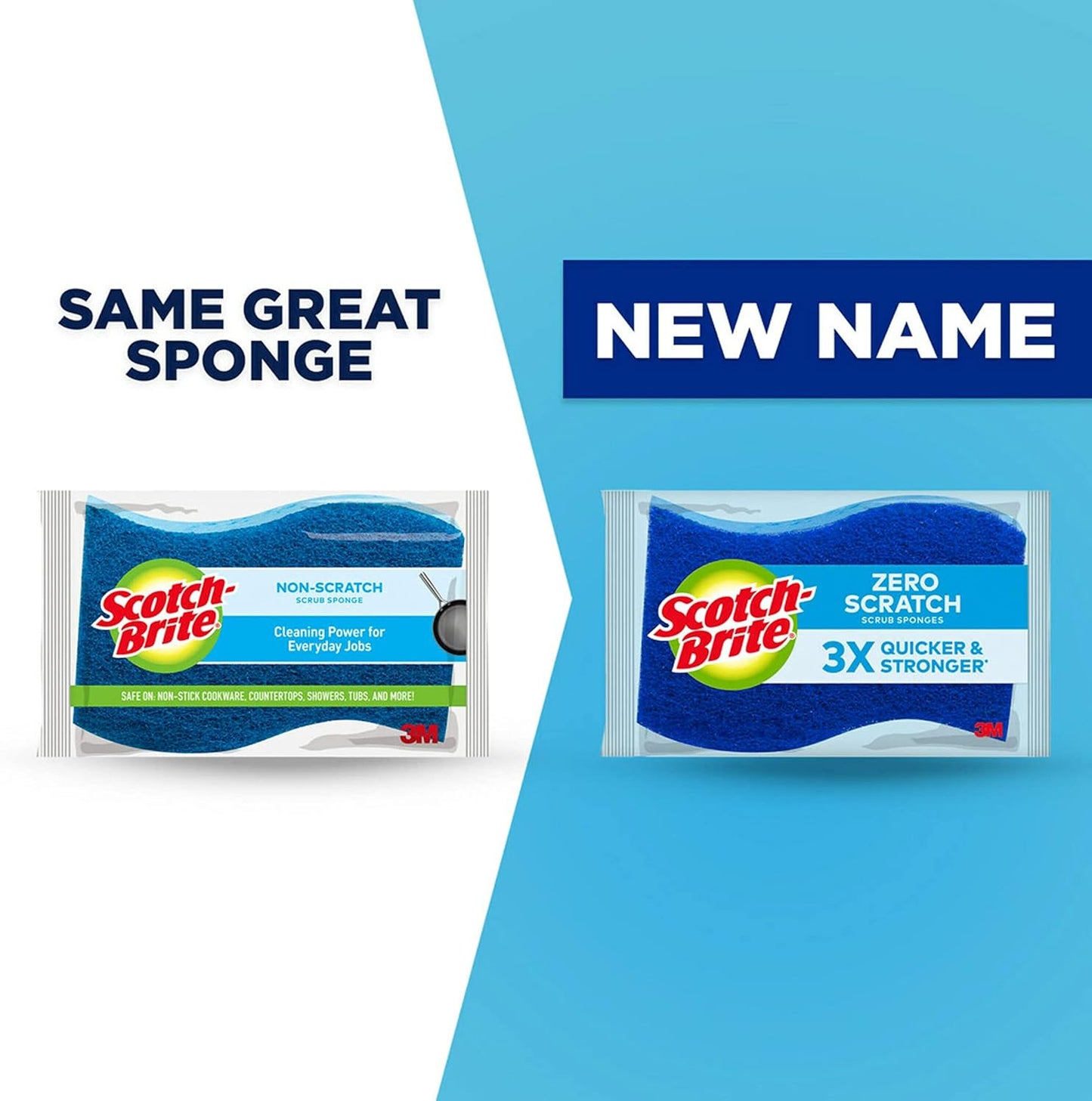 Scotch-Brite Zero Scratch Non-Scratch Scrub Sponges, Sponges for Cleaning Kitchen, Bathroom, and Household, non-scratch Sponges Safe for Non-Stick Cookware, 4 Scrubbing Sponges