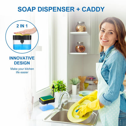 New 2026 Version Soap Dispenser with Added Features - Premium Quality Dish Soap Dispenser - Countertop Kitchen Soap Dispenser, Sink Dish Washing 13 Ounces (Sponge Included)