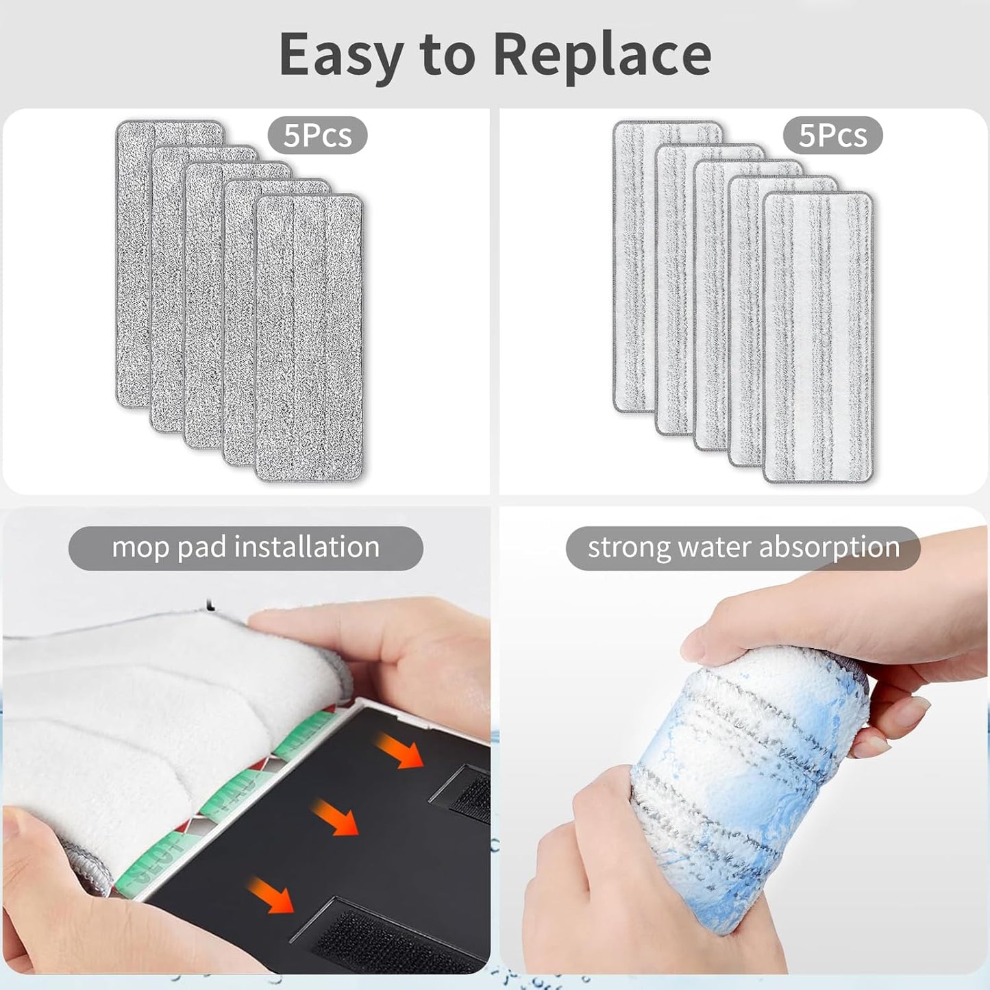 10Pcs Mop Replacement Pads,Compatible with Libman Rinse 'n Wring Mop Universal Mop Pads Mop Head Refills Washable Wet Mop,Compatible with Most 11-13” Size Mops