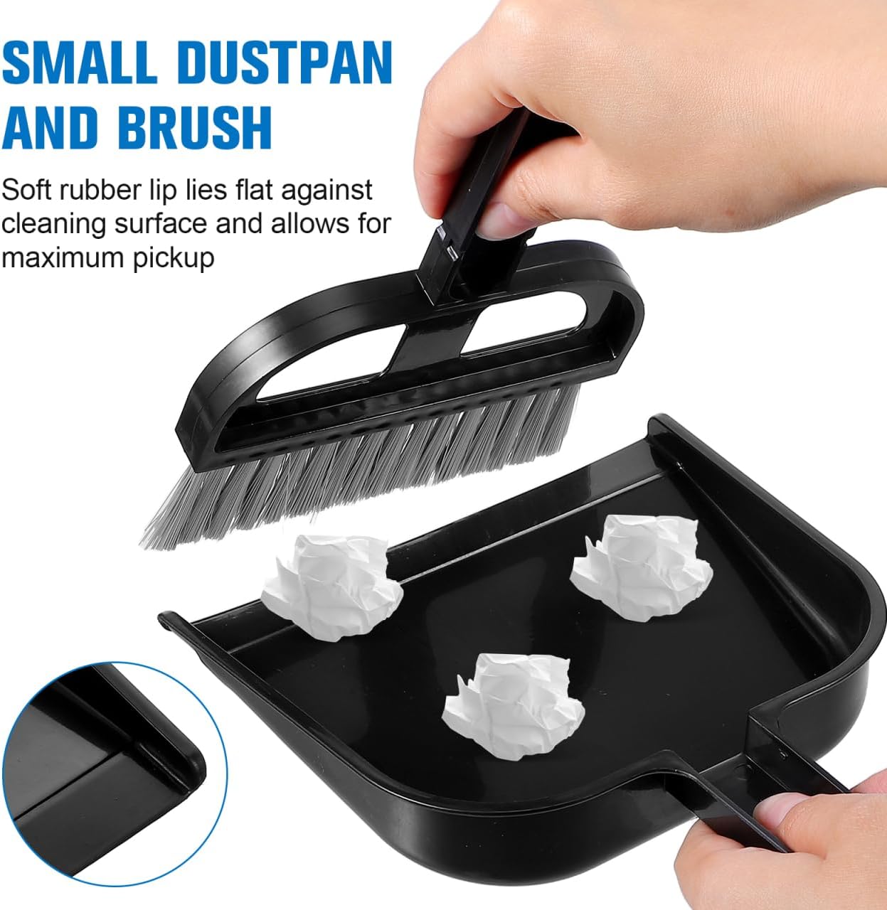 Ipetboom Keyboard Cleaning Brush and Mini Dustpan Set Compact 2-Piece Desktop Cleaning Tool for Laptops Keyboards Drawers and Small Spaces Black 8.46 X 6.29 Inches