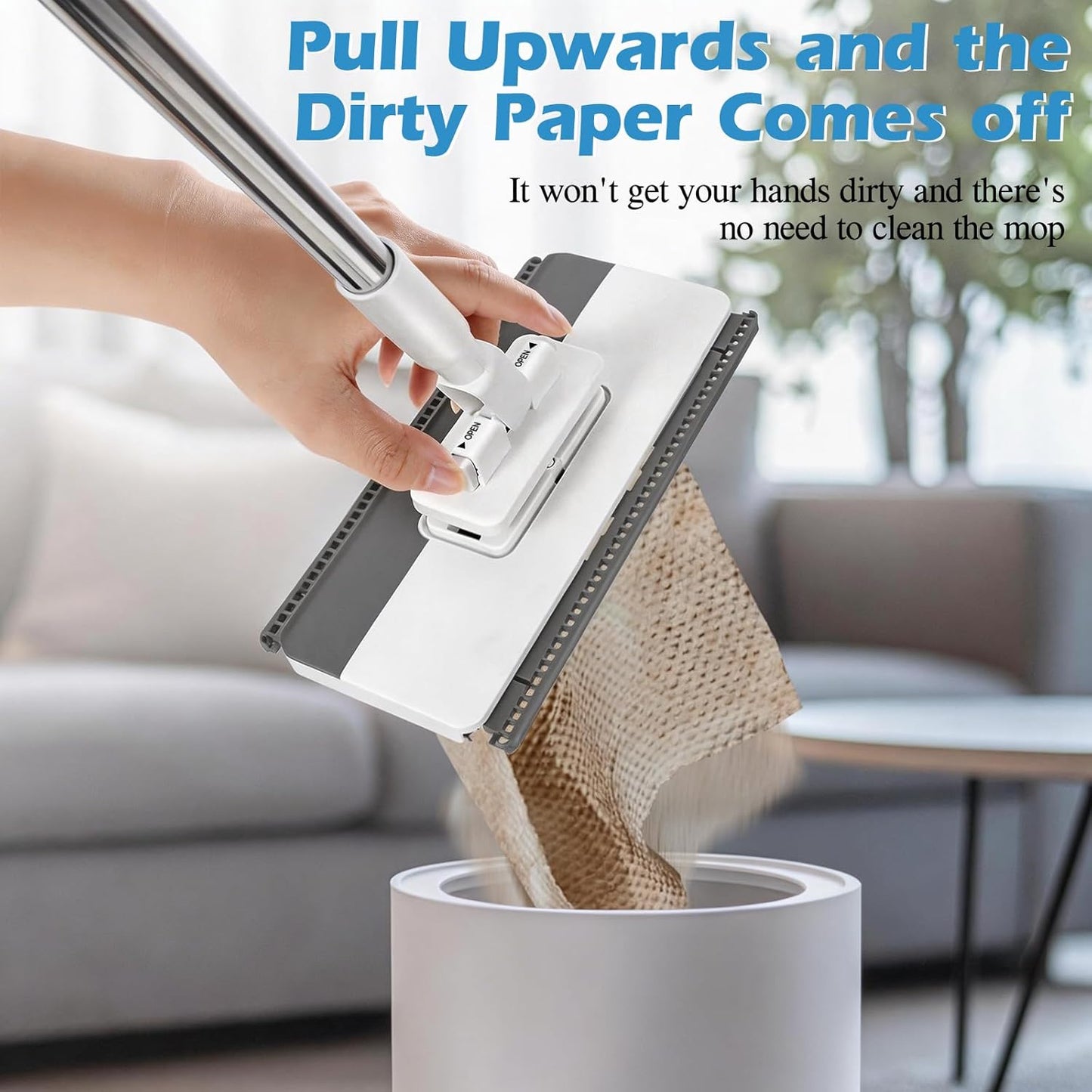 Mops for Floor Cleaning, Masthome Flat Dust Mop with 4 Reusable Pads, 2-Sided Microfiber Dust Mop for Wet & Dry Use, Flat Flip Mops for Hardwood, Laminate, Vinyl,Kitchen, Tile -1 Scraper
