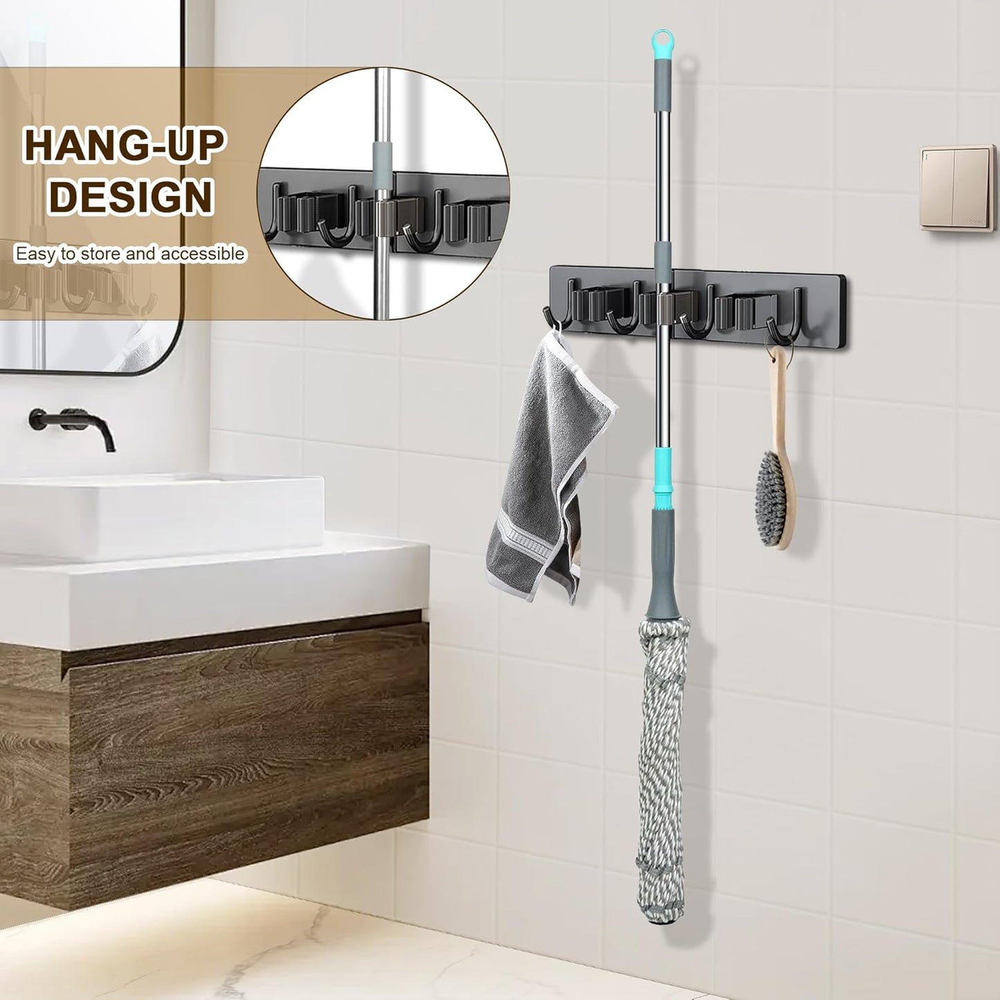 Self Wringing Floor Cleaner with 52.5 Inch Long Handle, Heavy Duty Wet Mop for Hardwood, Tile, Vinyl, Laminate Floors (White)