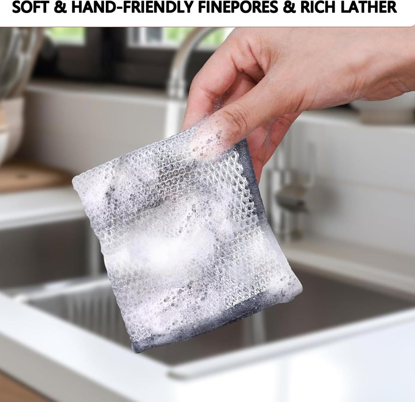 Upgraded 3-Layer Metal Dish Scrubber-6Pcs, No Scratches, Odor-Free, Multi-Purpose Stainless Steel Scouring Pad for Kitchen Cleaning – Dry & Wet Use, for Dishes, Cookware, Sinks, Stove Tops (6PCS)