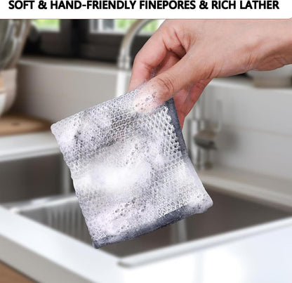 Upgraded 3-Layer Metal Dish Scrubber-6Pcs, No Scratches, Odor-Free, Multi-Purpose Stainless Steel Scouring Pad for Kitchen Cleaning – Dry & Wet Use, for Dishes, Cookware, Sinks, Stove Tops (6PCS)