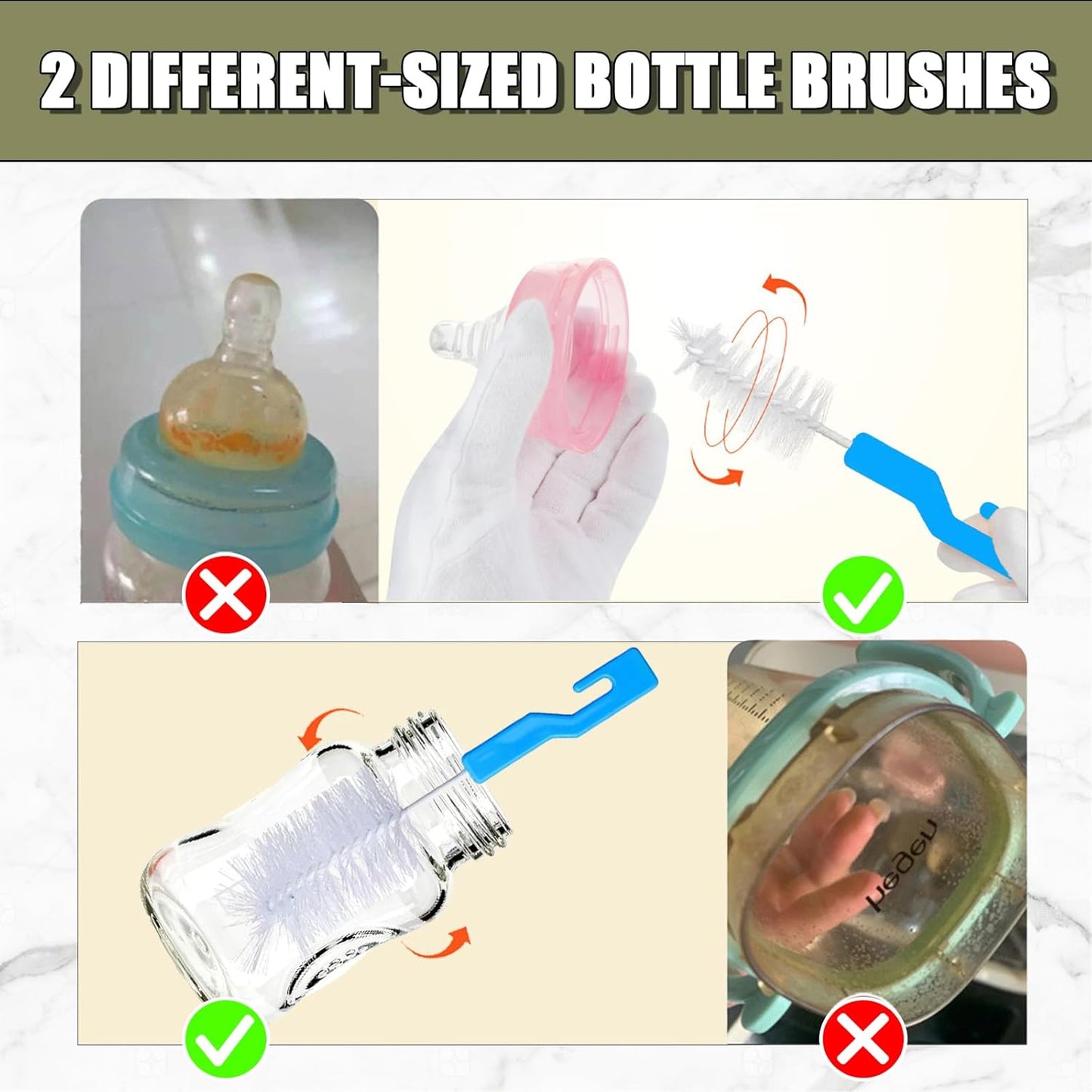 Water Bottle Cleaning Brush Set, Multifunctiona Brush and Straw Cleaner, 5 in 1 Long Handle Bottle Cleaning Brush
