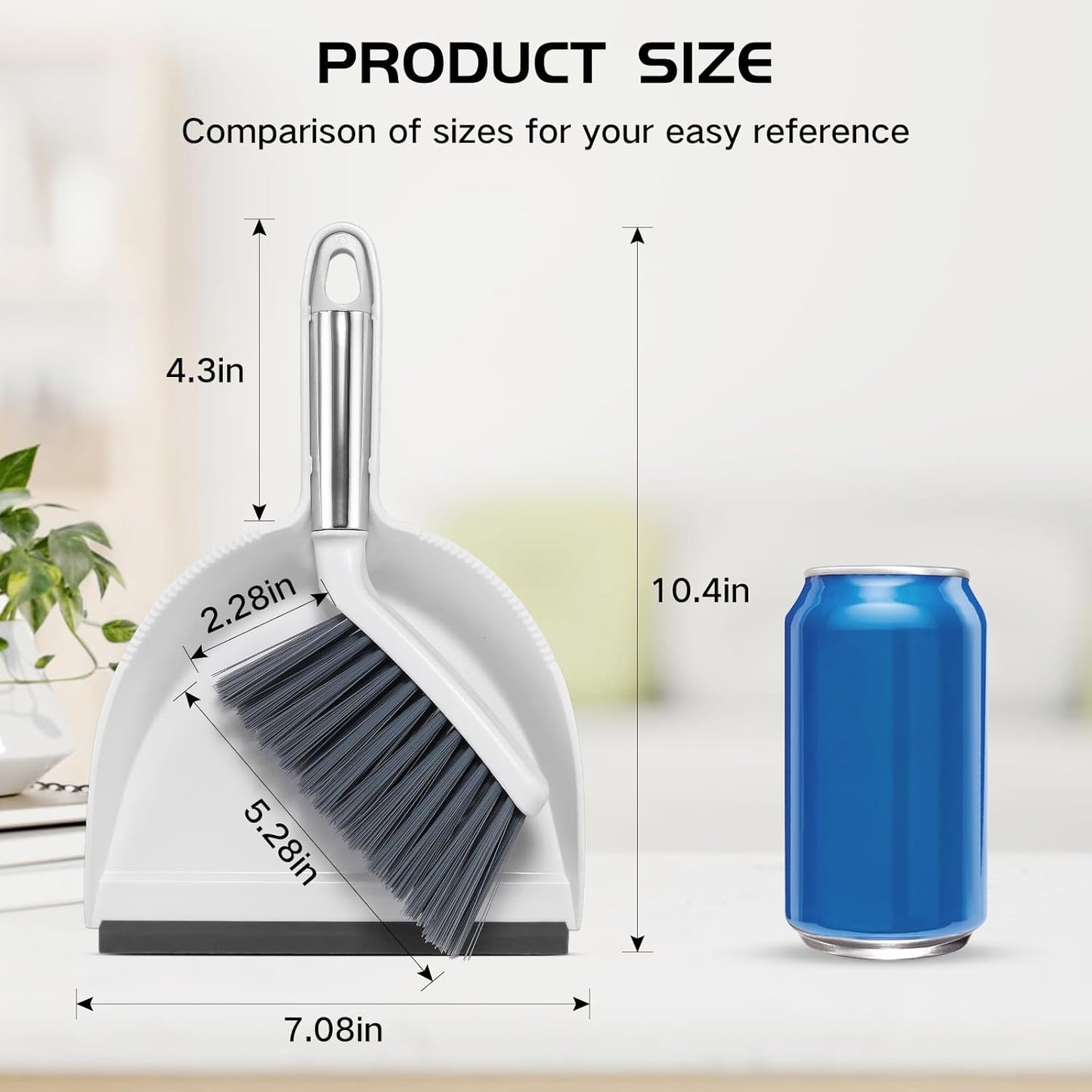 NACENA Mini Broom and Dustpan Set, Small Dust Pan and Brush Set with Handle Dustpan Teeth for Cleaning Hair Suitable for Office Desks Drawers Sofas Outdoor Camping, Light & Purple