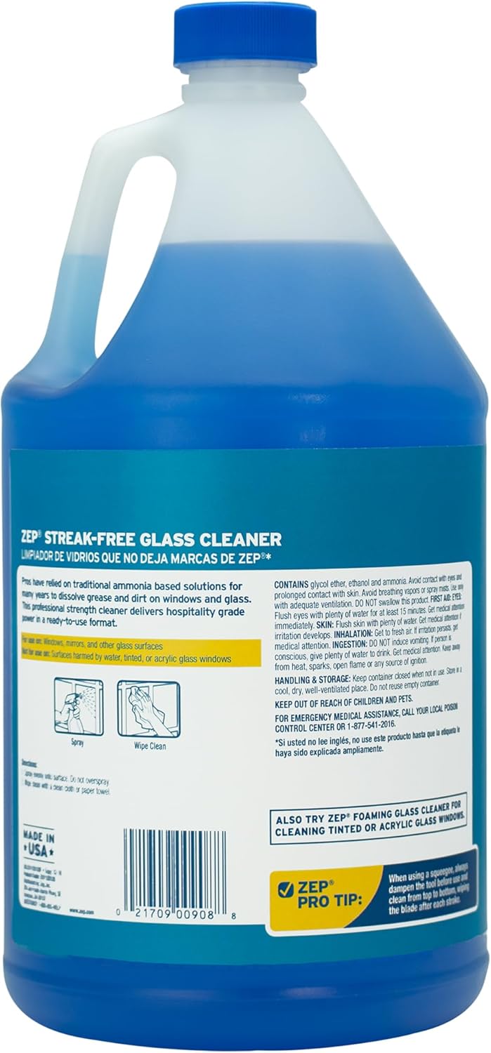 Zep, ZU1120128, Streak-Free Glass Cleaner, 128 ounce