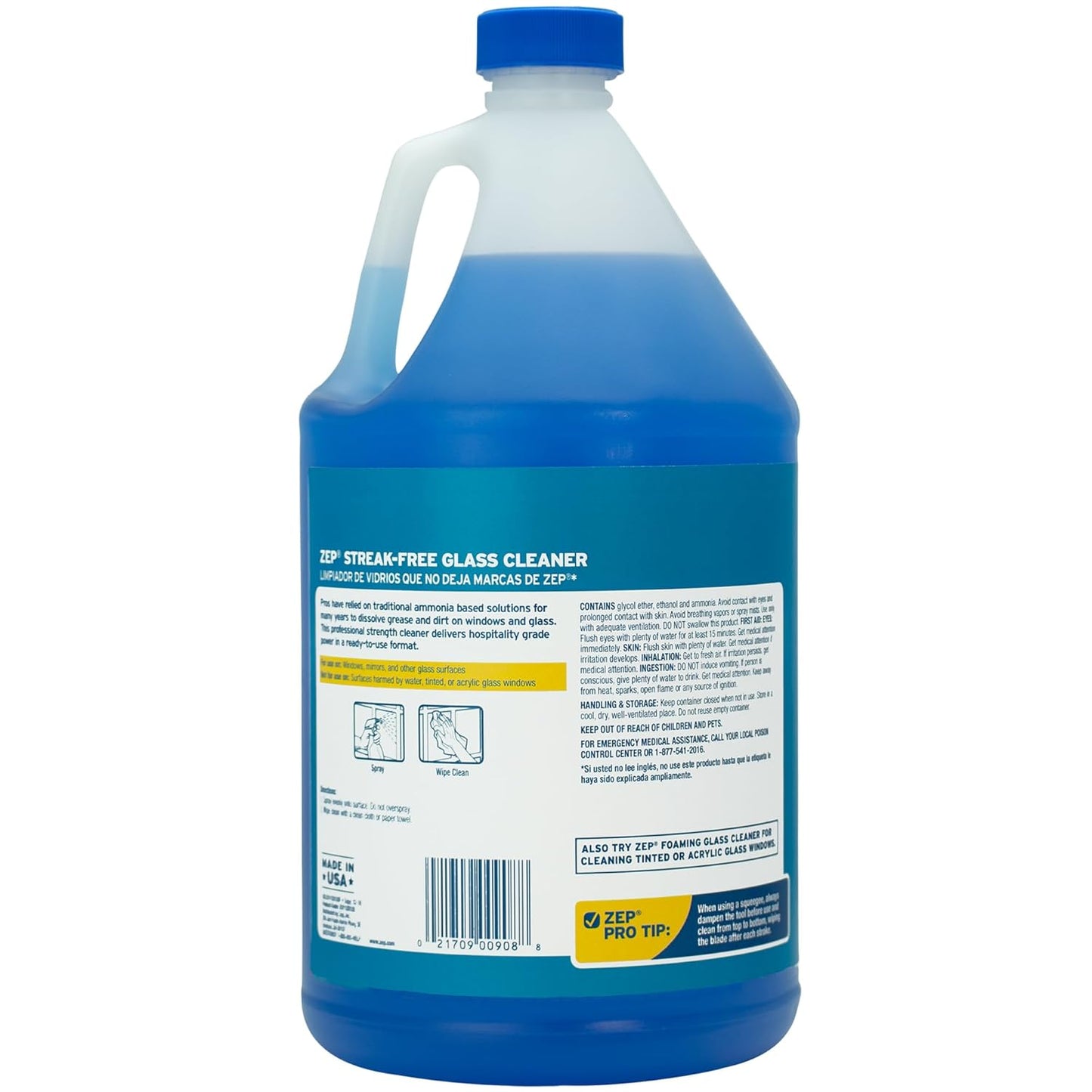 Zep Streak-Free Glass Cleaner - 1 Gallon - (Case of 2) ZU1120128 - Leaves windows and mirrors crystal clear
