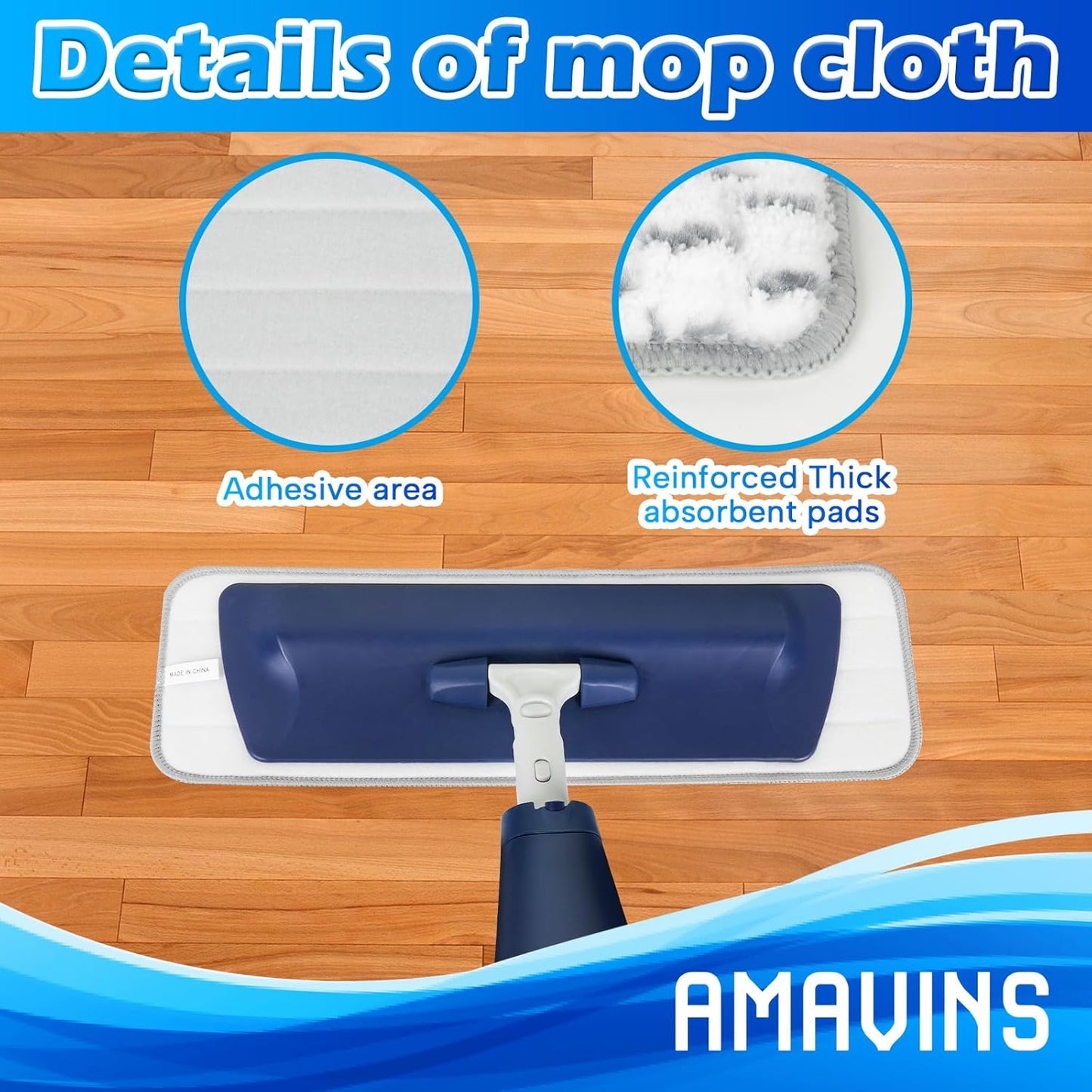 3 Pack Microfiber Reusable Mop Pads, Wet/Dry Floor Cleaning Refill Mop Pads, Spray Mop Hard Wood Floor Mop Pads Refills, Machine Washable Power Mop Pads Replacement