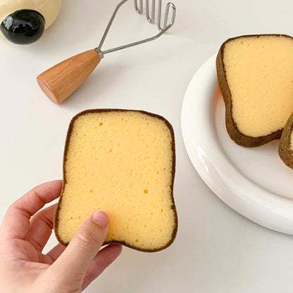 2 Pcs Cleaning Sponges, Cute Toast Shape Kitchen Scrub Dish Sponges, Household for Cleaning Dishwasher Sponges Non Scratch Scouring Pad